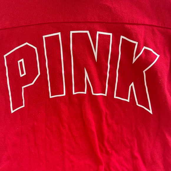 PINK Victoria’s Secret Red Baseball Tee with White Logo size Small - Picture 3 of 7